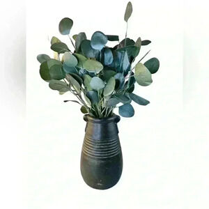 Pier 1 Imports 10” Dark Gray Interior Decorative Vase Rustic Matte Stone